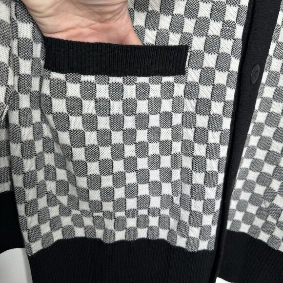 Ovadia & Sons Cardigan Sweater Checkerboard Wool Large - Picture 7 of 12
